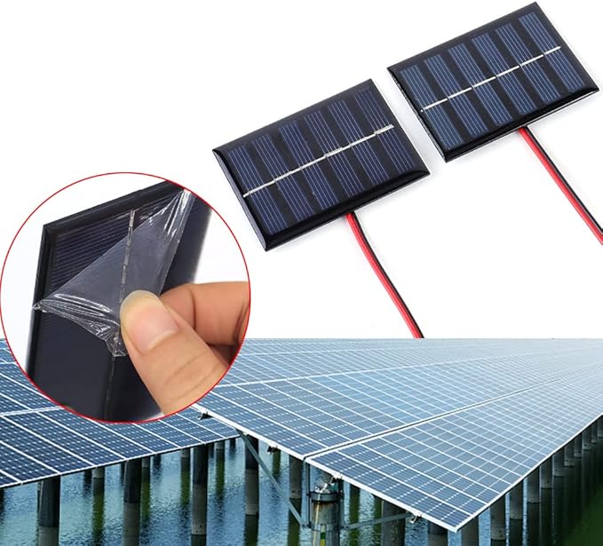 Delinx 4Pcs 5V 6V 1W Mini Solar Panels for Solar Power Mini Solar Cells Outdoor Electric Charging Materials Photovoltaic Cells DIY System Kits 4.3"x2.36"