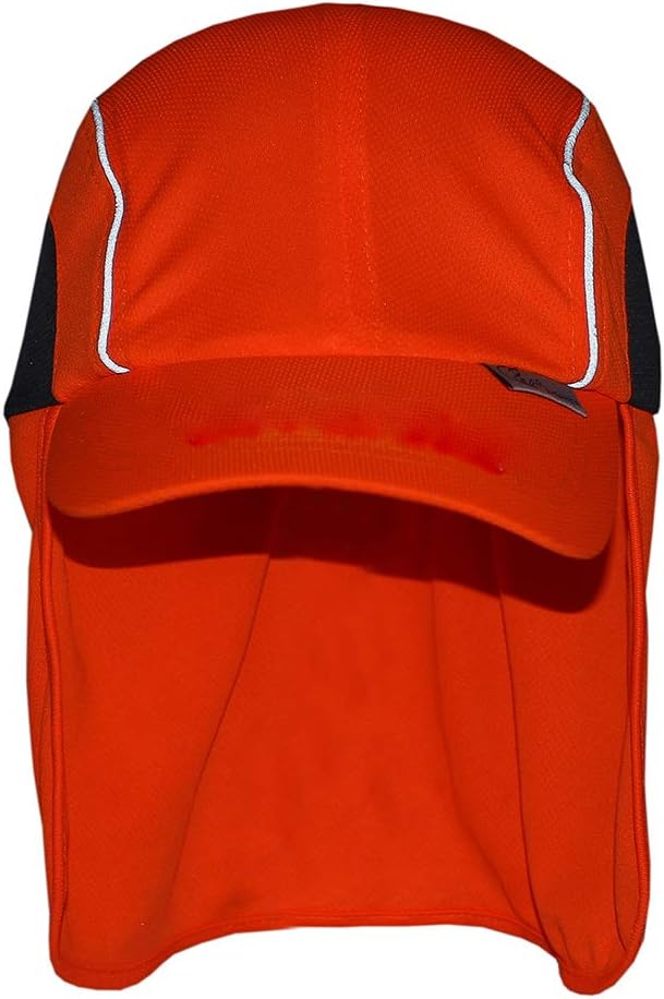 A-SAFETY Mens UV Sun Protection work Cap Safari Hike Cap with Reflective Neck Flap Fishing Orang Yellow Hat
