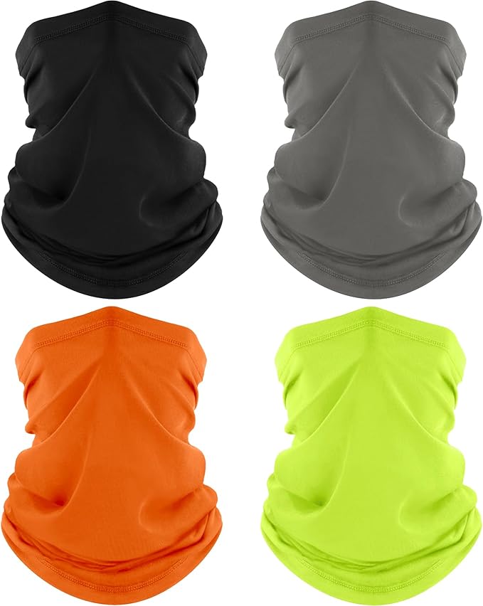 4 Pack Neck Gaiter, Cooling Breathable Face Mask UV Protection Scarf Hiking Bandana for Men/Women
