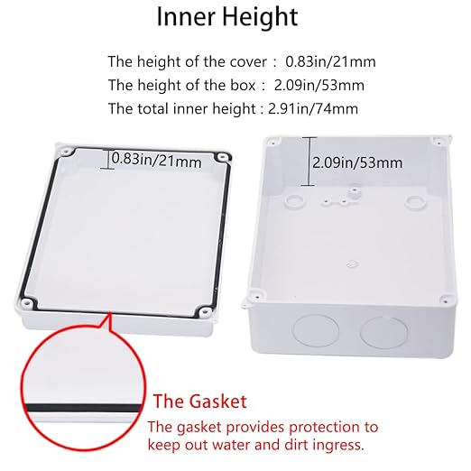 Junction Box, Zulkit Project Box with Reserved Holes IP65 Waterproof Dustproof Electrical Box ABS Plastic Project Enclosure White 7.9 x 6.1 x 3.1 Inch