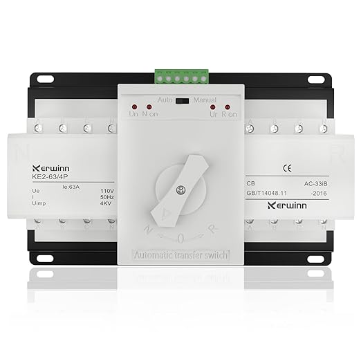 Dual Power Automatic Transfer Switch 110V 63A Outdoor Generator RV Transfer Switch 50HZ/60HZ Generator Changeover Switch(4P)