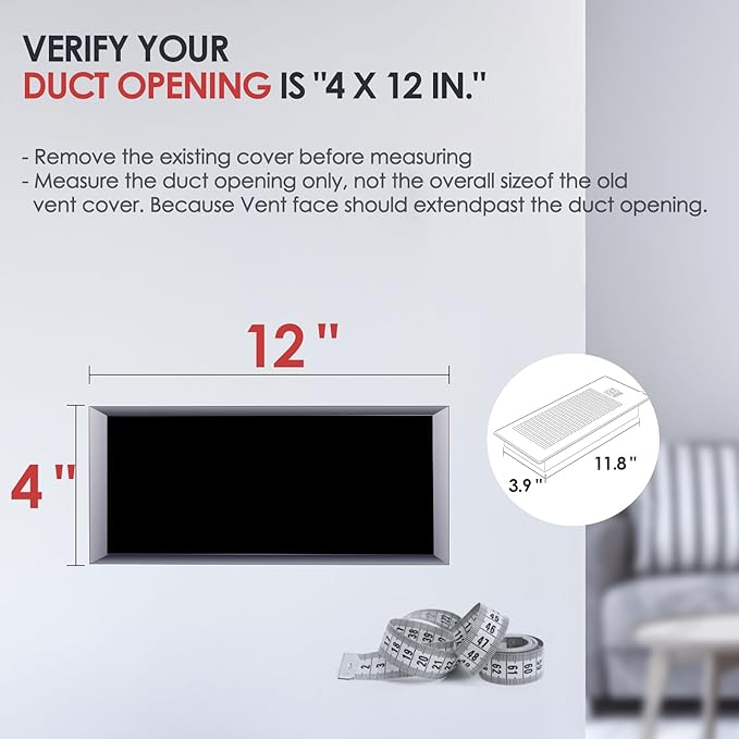Quiet Register Booster Fan Fits 4" x 12" Register Holes, 10-Speed Smart Heating Cooling AC Vent Fan with Remote Control and Thermostat Control - White