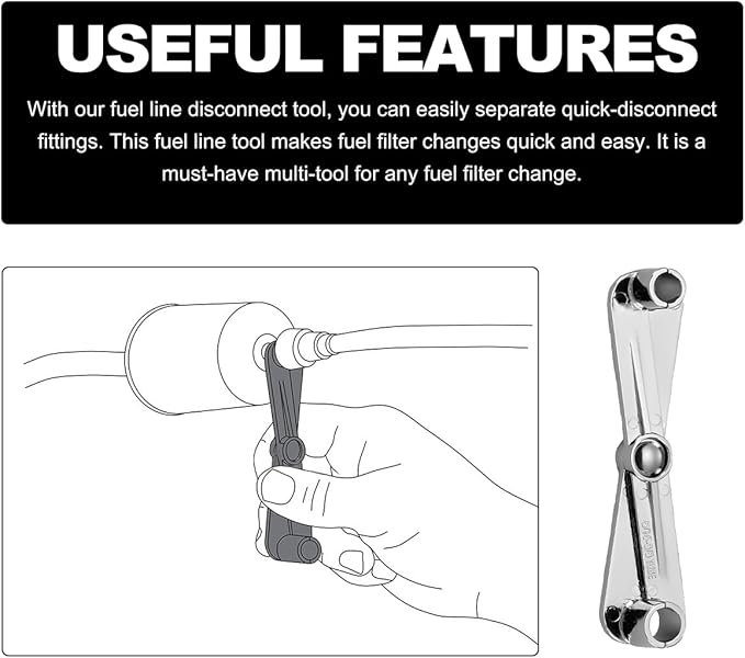 Fuel Line Disconnect Tool, 3/4 5/8 1/2 3/8 Inch Fuel Filter Removal Tool for Quick Disconnection, Multi-Purpose Scissor Fuel Line Wrench Fit Cars Truck SUV, Car Accessories