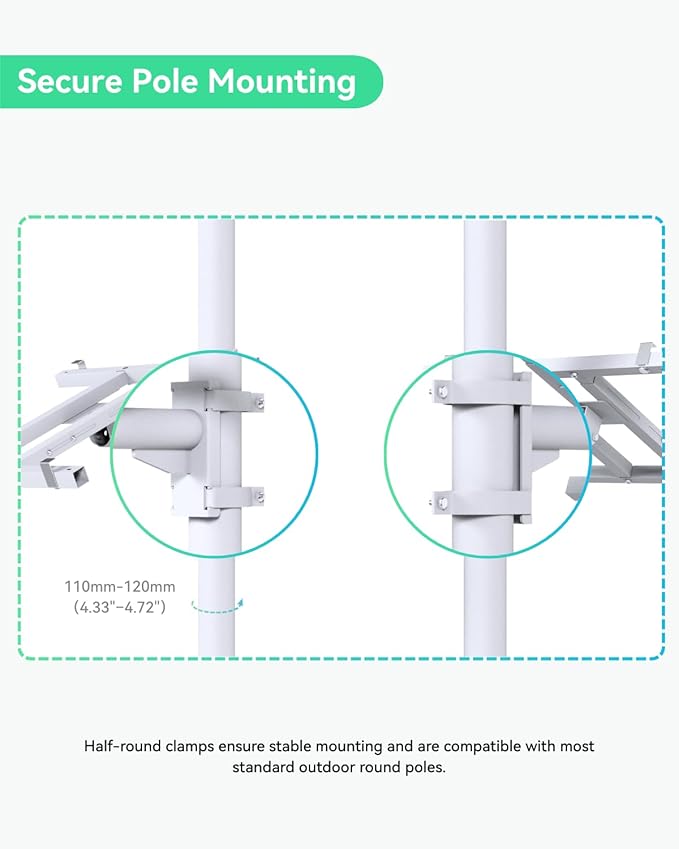 LINOVISION Pole Mount Bracket for Solar Panel 50W to 150W, Solid Galvanized Steel Structure and Adjustable Tilt Angle