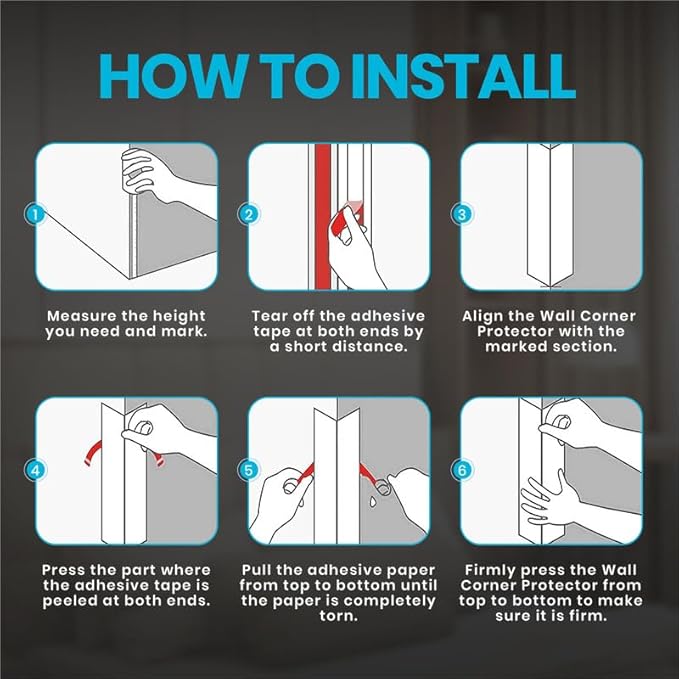 Proflex Wall Corner Protector - Clear 2 inch x 36 inch - Pack of 6 - Self Adhesive Corner Guards for Walls Edge Protection – Easy to Apply – No Tools Needed