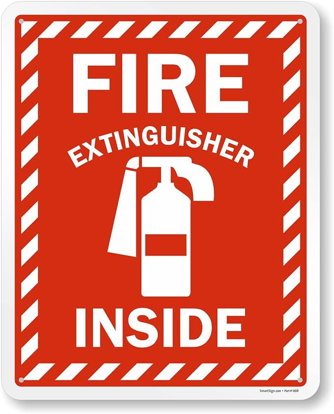 SmartSign 30 x 24 inch “Fire Extinguisher Inside” Metal Sign with Pre-cleared Holes, 80 mil Laminated Rustproof Aluminum, Red and white, Made in USA
