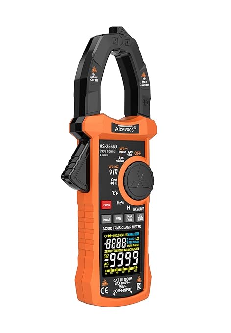 Inrush Digital Clamp Meter Multimeter 1000A TRMS 6000 Counts, Amp Voltage Tester with VFD, LOZ Mode; Measures AC/DC Current Voltage Temperature Resistance Capacitance Frequency Continuity NCV