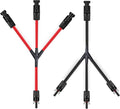 3 to 1 Solar Connectors Y Branch Parallel Adapter 10AWG Cable for Solar Panel (Red & Black)