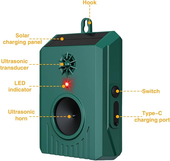 2026 Solar Ultrasonic Bird Repeller Outdoor Bird Deterrents for Outside Scare Birds Away,Waterproof Bird Repellent Devices&Goose Deterrent-Portable Design for Outside Patio Balconies Garden Farm 2Pcs