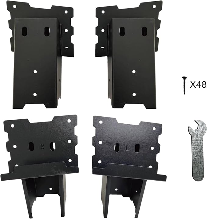 4x4 Outdoor Multi-Use Angle Brackets,Platform Bracket for Hunting Blinds, Shooting Shacks, Outdoor Platforms,Deer Stands,Set of 4 Black