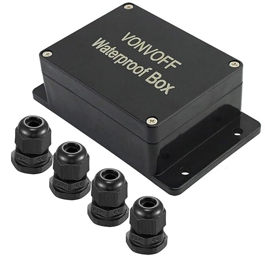 DIY Electrical Box,Universal Junction Box,Dustproof Waterproof IP65 ABS Plastic Box,Enclosure with Fixed Hole and 4pcs x M16 Cable Gland,3.94 x 2.68 x 1.97 inch (100 x 68 x 50 mm) Black
