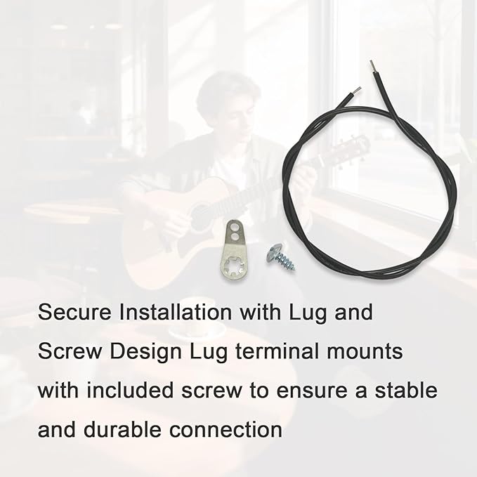 001-2869-000, 1 Set Guitar Cavity Shielding Ground Lug with Screw and Ground Wire, Compatible with F Style Guitars, Solder Lug Kit