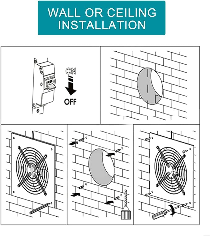 Nalle 8 inch Exhaust Fan 80W 500CFM Through-wall installation Ventilation Fans 110V Exhaust Smoke Fan with Power Cord for Kitchen,Bathroom,laundry room,Garage (white)