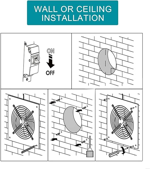 Nalle 6 inch Exhaust Fan 40W 294 CFM Through Wall Extractor Exhaust Ventilation Fan 110V Exhaust Smoke Fan Ventilation for Kitchen, Bathroom,laundry room,Toilets, Garage, Shopping Mall and Office