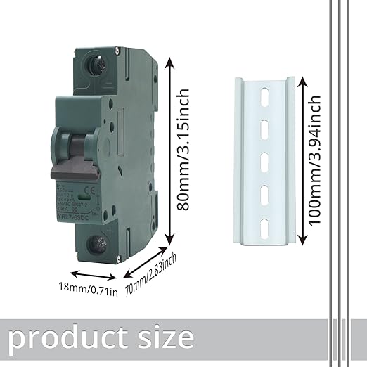 20A DC Miniature Circuit Breaker | 250V 1-Pole Solar PV Disconnect Switch | DIN Rail Mount for Solar Panels, Off-Grid Systems & Battery Protecti