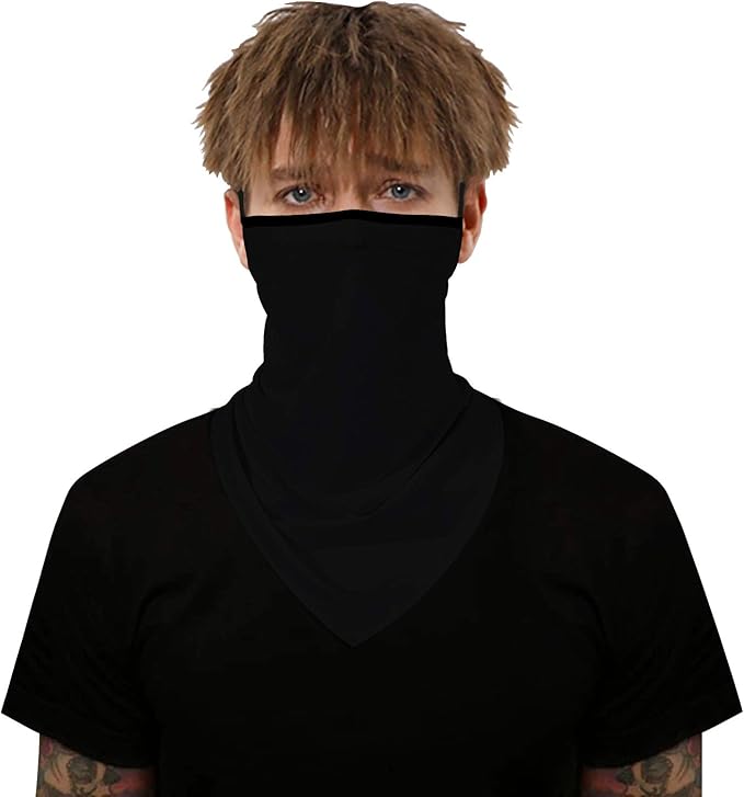 YAYOUREL Neck Gaiter Face Mask Bandanas for Men Women UV Face Scarf Cover Ear Loop Hole Facemask for Fishing Running Cycling