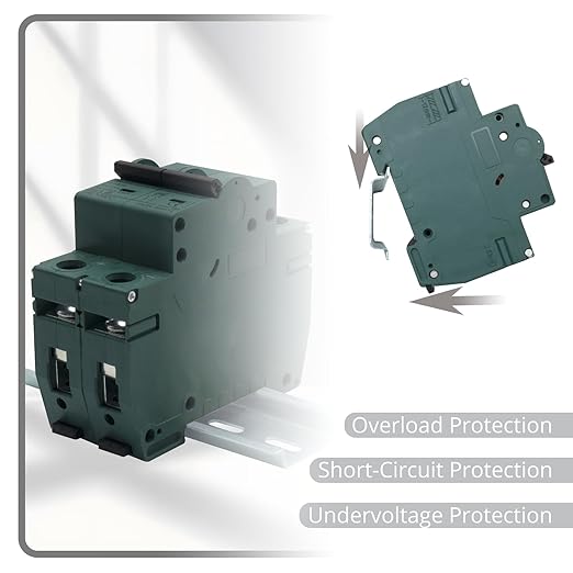 16A DC Circuit Breaker | 500V 2-Pole Solar Disconnect Switch | DIN Rail Mount for Solar Panels, PV Systems, Off-Grid & Battery Protection | Short Circuit Protection