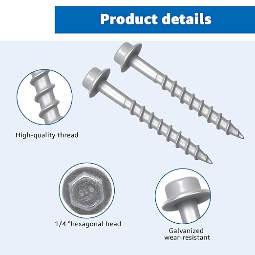 SD Connector Screws #9 x 1-1/2" 1/4" Hex Head Strong-Drive Joist Hanger Screws 0.370" Dia Deck Screw SD9112R500 Replacement for 10D Nails with Includes Tool sockets 500-Qty