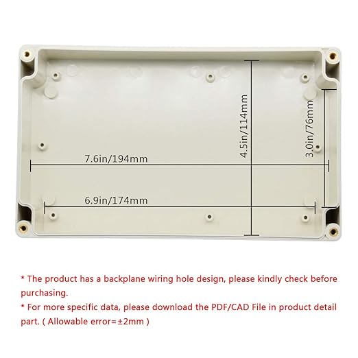 LeMotech Waterproof Dustproof IP65 ABS Plastic Junction Box Universal Electric Project Enclosure Pale Gray 7.9 x 4.7 x 2.2 inch (200 x 120 x 56 mm)