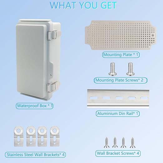 Electrical Box, Outdoor Waterproof Box IP67 Junction Box with Mounting Plate,ABS Plastic Project Box Power Cord Enclosure Grey 7.9" Dx3.9 Wx2.8 H
