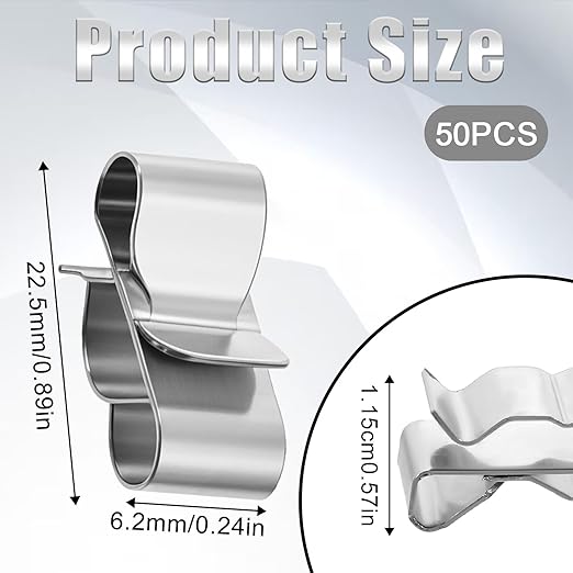 50 Pcs Trailer Wire Clips, Stainless Steel Trailer Wiring Clips 0.88 Inch/22.5 mm Wire Clamps Solar Panel Drainage Clip for Boat Cargo Camper Snowmobile Trailers