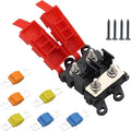 2way Midi Fuse Holder Car Audio Marine Boat Brass Fuse Block with Midi Fuses 100A 60A 30A Silicone Rubber Cover