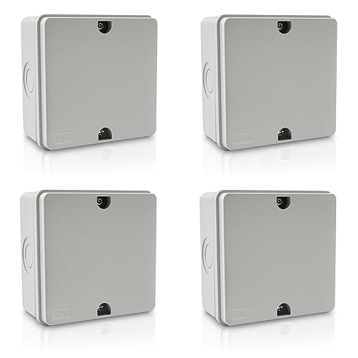 NineLeaf Junction Box, Waterproof Electrical Box IP66 Water Resistant Dustproof ABS Plastic Project Enclosure for Electronics, External Size 4.2 x 4.2 x 2.3 inch (107 x 107 x 58 mm),4PK