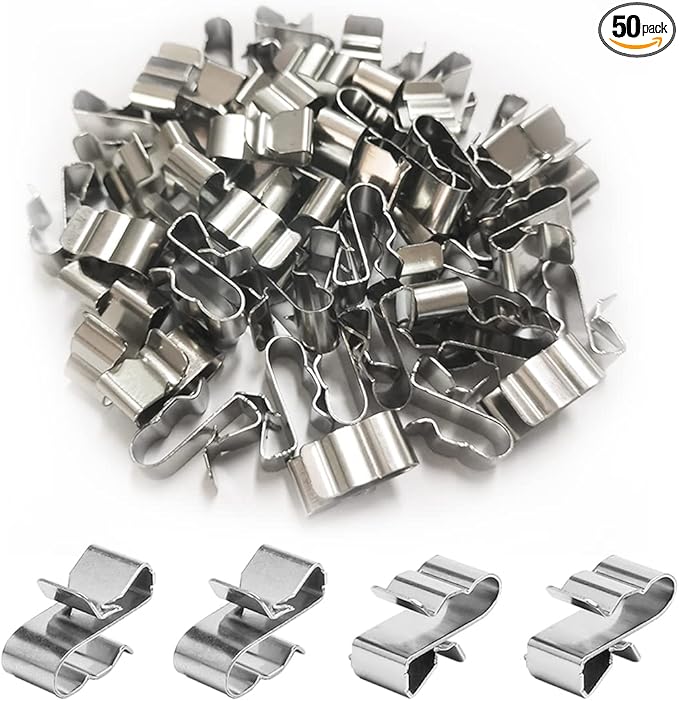 50 Pcs Trailer Frame Wire Clips Stainless Steel Metal Cable Clip 22.5 mm Solar Panel Wire Clips Double Wire Clamps for PV Wiring Boat Cable