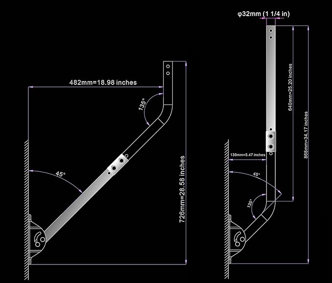 Extension Pole for CEKAY Diameter 1 1/4" J Pole Mount (Diameter 1 1/4", Extension 16 1/2", White)