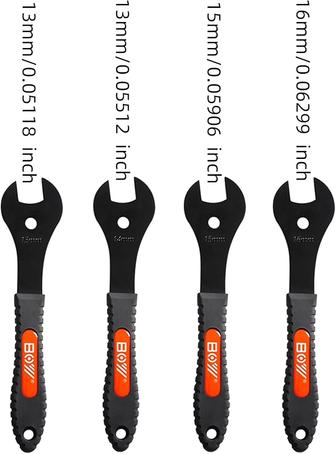 Bike Cone Wrench Set Tool for Bicycle Wheel Hub Axle Nut Install Remover Cycling Spanner Hub Repair Removal Tool 4PCS (13, 14, 15, 16mm)