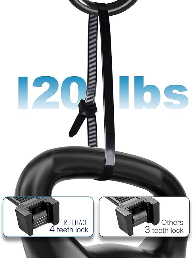 Large zip ties 18 inch black Extra long cable ties heavy duty outdoor 120 lbs thick Nylon plastic Zipties 65pcs