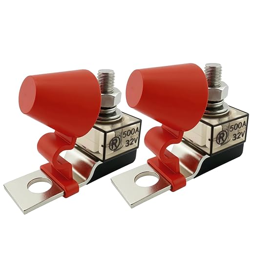 MRBF Terminal Fuses Block Kit- 500Amp 32V DC Max/ IP66 Waterproof Fuse for Boats, Marine, RVs, Solar Systems-Overload Short Circuit Protection-Fits Inverters,Charging Piles,Trolling Motors (2-Pack)