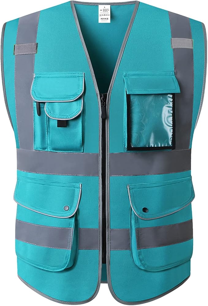 XIAKE 9 Pockets Class 2 High Visibility Reflective Safety Vest for Men Women,Meets ANSI/ISEA Standard