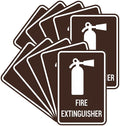 Signs ByLITA Portrait Round Fire Extinguisher Sign with Adhesive Tape, Mounts On Any Flat Surface (Dark Brown) - Small (10 Pack)