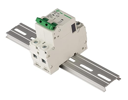 DC Miniature Circuit Breaker, 2 Pole 25 Amp, 250V-500VDC, 6kA Din Rail Mount Breaker with Thermal Magnetic Trip, DZ47-63 C25 2P, DC Solar MCB