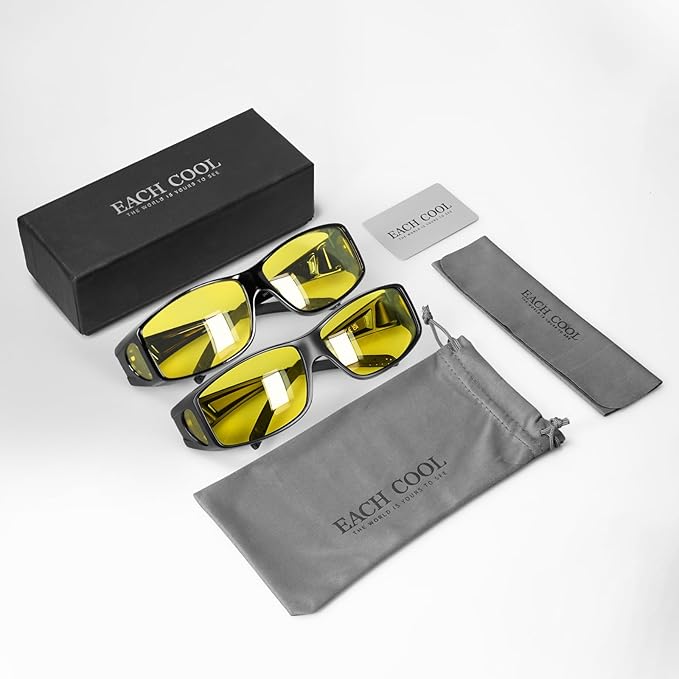 Night Driving Glasses Night Vision Glasses Fit Over Glasses Polarized Anti-Glare UV400 Gift for Men Women
