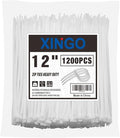 XINGO 12 Inch White Zip Ties 1200 PCS, 75 LBS Ultra Strong Tensile Strength, UV Resistant Cable Ties, Self-locking Plastic Ties for Indoor and Outdoor Use