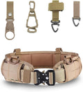 5 in 1 Utility Metal Buckle 1.5 Inch Nylon Tactical Belt with Rigger's Heavy Duty Belt Pad & 3 MOLLE Straps