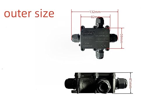 Junction Box Waterproof,Outdoor Junction Box, Waterproof Electrical Junction Box, IP68, 4 Way M20 coaxial Cable Connector Wire Range from 4 to 12mm, Black,