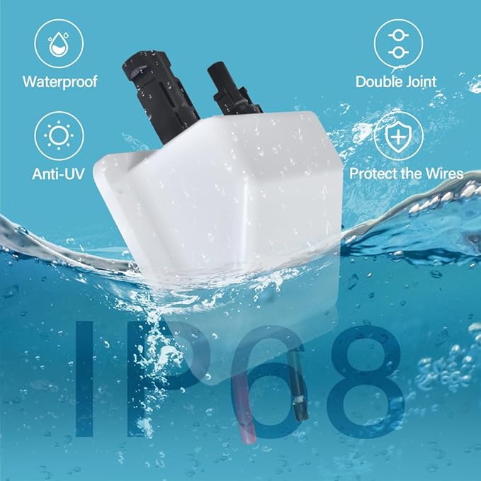 Solar Weatherproof ABS Double Cable Entry Gland 0.33ft 10AWG for All Cable Types 6mm² to 12mm² UV Resistance Housing for Solar Project on Rv,Boat,Camper,Van