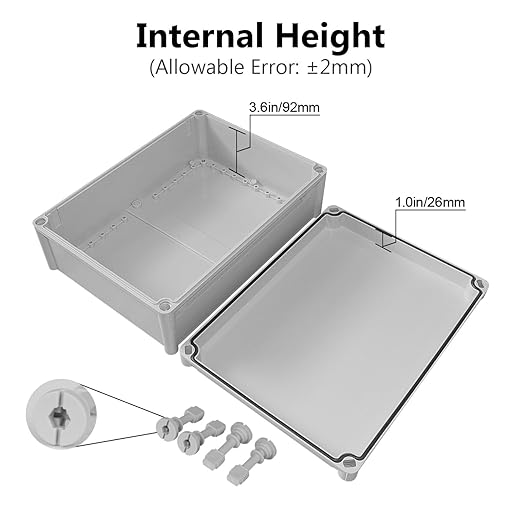 LeMotech Junction Box IP67 Waterproof Dustproof ABS Plastic Project Box for Electrical Outdoor Enclosure Gray 15 x 11 x 5.1 inch (380 x 280 x 130 mm)