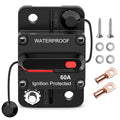 Nilight 60A Circuit Breaker Resettable 12-48V DC Manual Reset w/Copper Wire Lugs Surface Mount Overload Protection for Car Audio Sound Amplifier System RV Marine Boat Truck, 2 Years Warranty