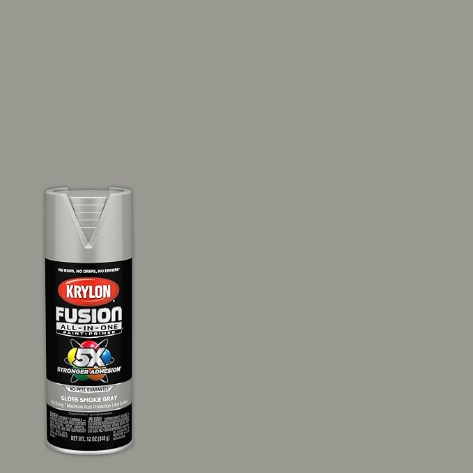Krylon Fusion All-In-One Adhesive Spray Paint for Indoor/Outdoor Use, 12 oz, Smoke Gray