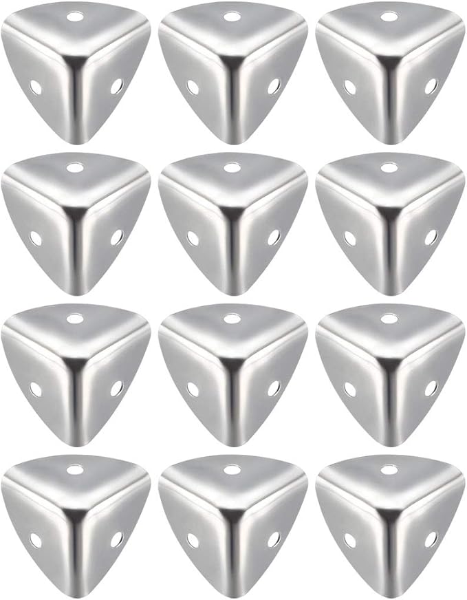 uxcell Metal Box Corner Protectors Edge Guard Protector 25 X 25 X 25mm Silver Tone 12pcs for Table Corners and Desk Corners