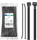 HS Strong Medium Zip Ties 8 Inch x 3/16" UV Rated Black 100 PCS Cable Zipties 50 Pounds Heavy Duty Self-Locking Strap Ties Automotive,Outdoor Fence Purpose