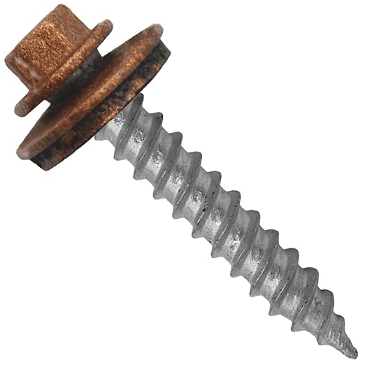 Metal Roofing Screw: (250) 12 x 1-1/2" Copper Hex Sheet Metal Roof Screw. Sharp Point Metal to Wood siding Screws. 5/8" EPDM Washer.