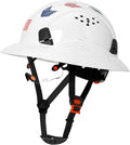 Carbon Fiber Pattern Full Brim Hard Hat with Visor-OSHA Approved Construction Safety Helmet for Men Women,ANSI Z89.1 Vented Reflective Hardhat with Hard Hat Chin Strap,6-Point Suspension