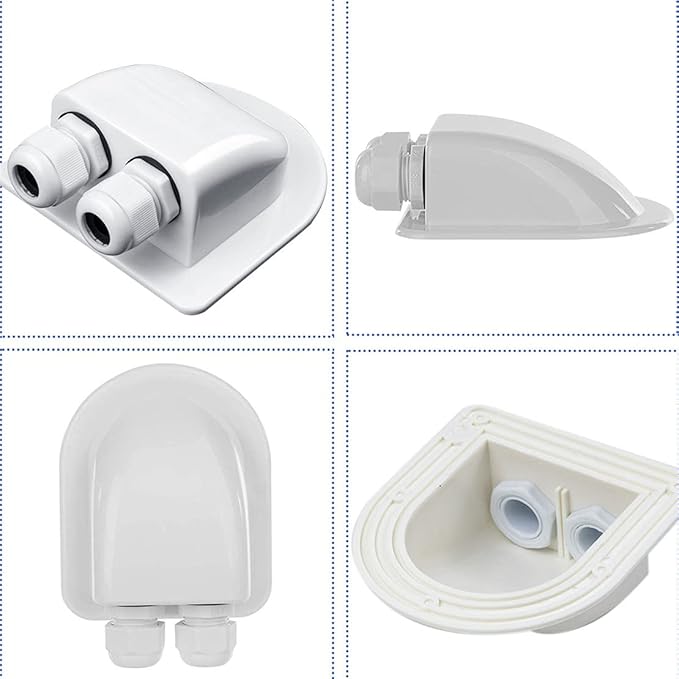 Solar Cable Entry Gland, Waterproof Solar Double Cable Connector Cover Solar Photovoltaic Plastic Bracket Curved ABS Dual Cable Entry Housing for Solar Panels of RV, Caravan Boat