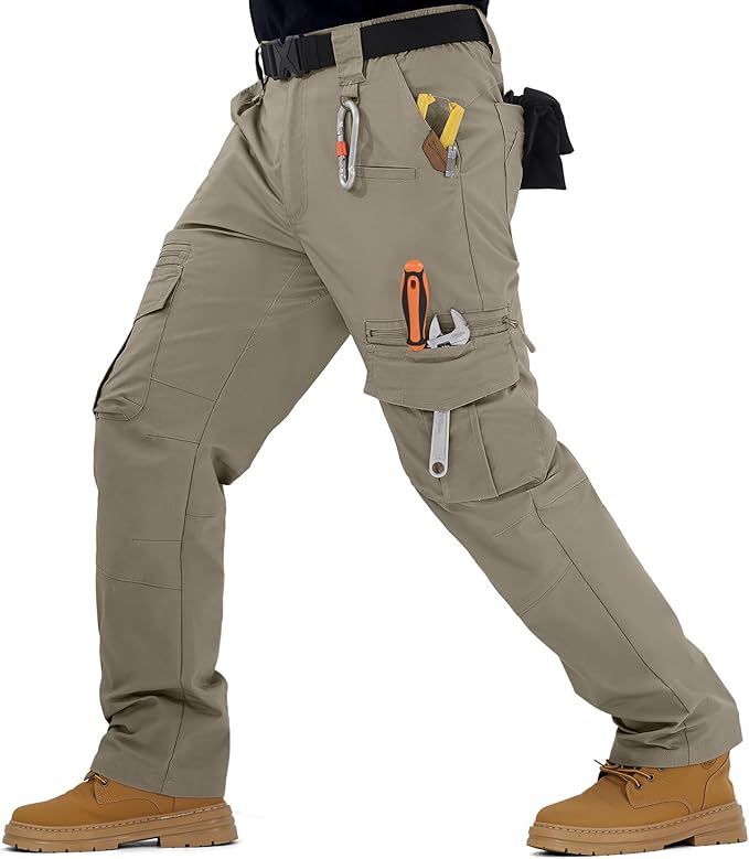 IGOLUMON Men's Ripstop Tactical Pants Breathable Stretch Cargo Pants Outdoor Lightweight EDC Work Hiking Pants Zipper Pockets