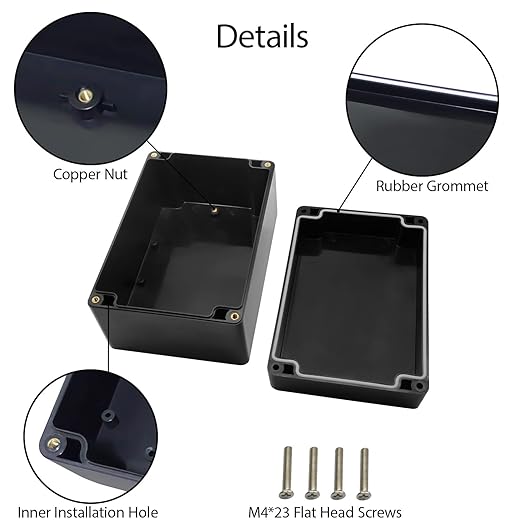 LeMotech Electrical Box ABS Plastic Project Box IP65 Waterproof Junction Box Project Case Universal Enclosure for Electronics Black 6.2X 4.2X 3.4 inch (160x110x90mm)（Pack of 1